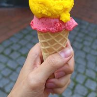 Mango and Raspberry sorbet #Veganuary at Gelateria Lazzarin in Bonn