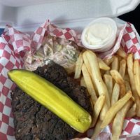 Burger and fries  at Plant Bae in Montgomery