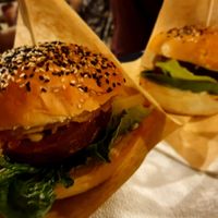 Burger with saitan patty at LIŠKA in Prague
