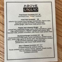 Specials menu, 2021-08-18 at Above Ground - Pop-up in Oakland