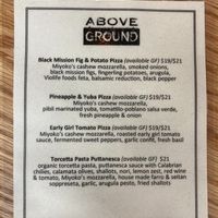 Specials menu, 2021-08-18 at Above Ground - Pop-up in Oakland