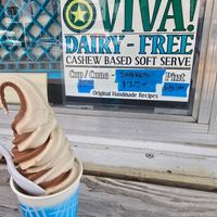 Chocolate and Vanilla soft serve cup at Viva! Vegetarian Grill - Food Cart in Eugene