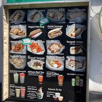 Menu one side of truck  at Viva! Vegetarian Grill - Food Cart in Eugene