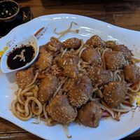 Udon noodles with vegan crispy chicken at Thuy Phat Sushi Express in Hannover