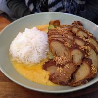 Rice with faux duck at Thuy Phat Sushi Express in Hannover