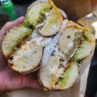 Spicy vegan bagel (not spicy at all though) at Water Street Bagel Co in Syracuse