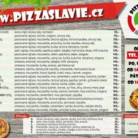 Pizza menu at Slávie in Miroslav