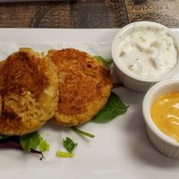 Chickpea "crab cakes" at Pizzanada in Bloomfield