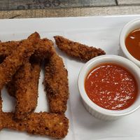 Eggplant fries w a sweet & spicy and a marinara dip at Pizzanada in Bloomfield