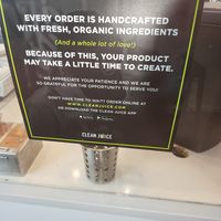 True policy at Clean Juice in Atlanta