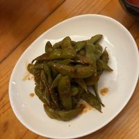 Spicy garlic edamame   at OCO Time in Ukiah
