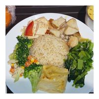 Rice, Tofu, greens, quiche, vegetables at TiānRán Zhī Wèi - Taiwan Adventist Hospital in Taipei