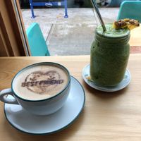 Maca Mocha and the green smoothie  at Best Friend Juice Bar & Cafe in Portland