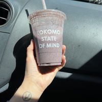 Blueberry Matcha Smoothie, add strawberries  at Kokomo in North Vancouver