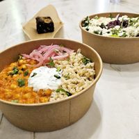 Chickpea Curry on Brown Rice with Pickled Onion at Kokomo in North Vancouver