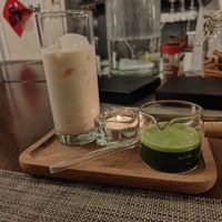 Matcha Latte as it was served. at Tian Yun Vegan 天云蔬食 in Penang