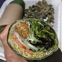 Majestic Mediterranean wrap w/ kale chips at Peace Pies in San Diego