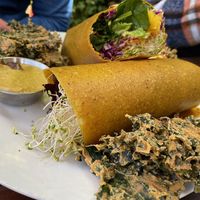 Curry Wrap with Kale Chips at Peace Pies in San Diego