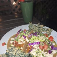 tacos & green smoothie  at Peace Pies in San Diego