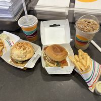 Steakhouse Burger, Chik’n Parm Sandwich, Crispy Herb Fries & Pumpkin Pie Oatasty Shake   at PLNT Burger in Columbia