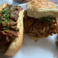 Chili cheese dog and crispy fungy burger  at PLNT Burger in Columbia