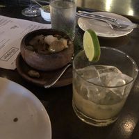 Olive starter and a yummy cocktail  at The Covington Restaurant in Edgartown