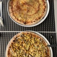 Margarita and chicken, both veganised  at La Pizza in Tavira