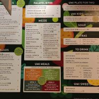 Menu at Umi Falafel - George's St Arcade in Dublin