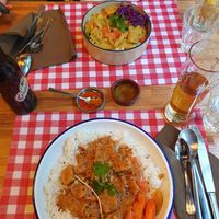 Vegan mafé and yassa at Jabiru Café in Strasbourg