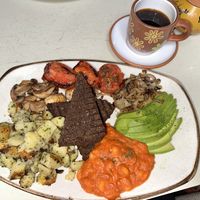 Vegan breakfastt  at Jack's Café in Cusco
