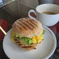 Tofu scramble, cheese, and avocado sandwich at 5am Drip in Fort Worth