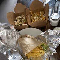 Wrap, Greek salad and Greek chips  at Eat Greek in Worcester