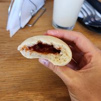 Também tinha bebida fermentada de arroz, tradicional na Colômbia at The Vegan Bakery (formerly Panadería Rocks) in Bogota