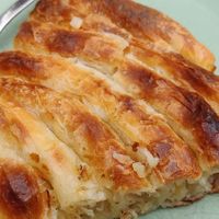 The very delicious only vegan option - without sauce - the potato burek. at Pitawerk in Vienna