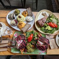 Double waffles with portobello, Landgenuss and quiche at Trivitys in Berlin
