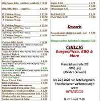 Speisekarte/Menu Part 2 at Chillig Dornach in Linz
