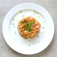 Salute Verdura:
Risotto, vegetables, Devozione cheese brew, Grano at Devozione Pasta Bar in Berlin