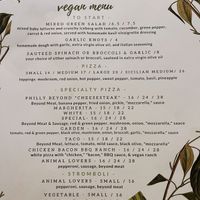 Vegan menu   at Ruffino's Italian Kitchen & Pizzeria in Zionsville
