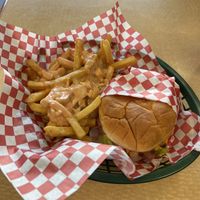 Animal style burger and fries   at Preference in Anchorage