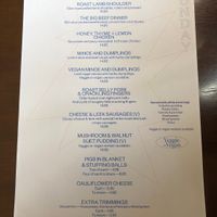 Sunday menu Feb 2024  at The Tanners Arms in Newcastle Upon Tyne