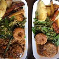 Suet pudding Sunday dinner and mince / dumpling Sunday dinner. Note: vegan yorkshires are small, beware of getting the wrong one on your plate😄  at The Tanners Arms in Newcastle Upon Tyne