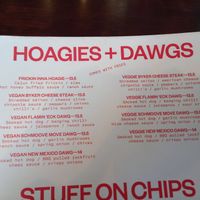 Hoagies & Dawgs Menu. at The Tanners Arms in Newcastle Upon Tyne