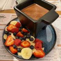 Vegan chocolate fondue   at Restaurant Aal Eechternoach in Echternach