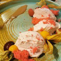 Raspberry Mousse at Restaurant Aal Eechternoach in Echternach