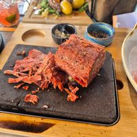Vegan meat stone at Restaurant Aal Eechternoach in Echternach
