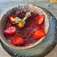 Vegan strawberry tiramisu at Restaurant Aal Eechternoach in Echternach