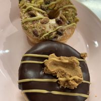White nougat pistachio and chocolate peanut fudge  at Brammibal's Donuts - Friedrichshain in Berlin