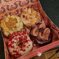 Bienenstich, Apple Pie, Strawberry and Mousse Chocolate at Brammibal's Donuts - Friedrichshain in Berlin
