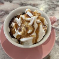 Soft serve ice cream with caramel sauce  at Brammibal's Donuts - Friedrichshain in Berlin