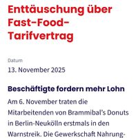 Tarifstreik gegen Brammibals im letzten Jahr at Brammibal's Donuts - Friedrichshain in Berlin